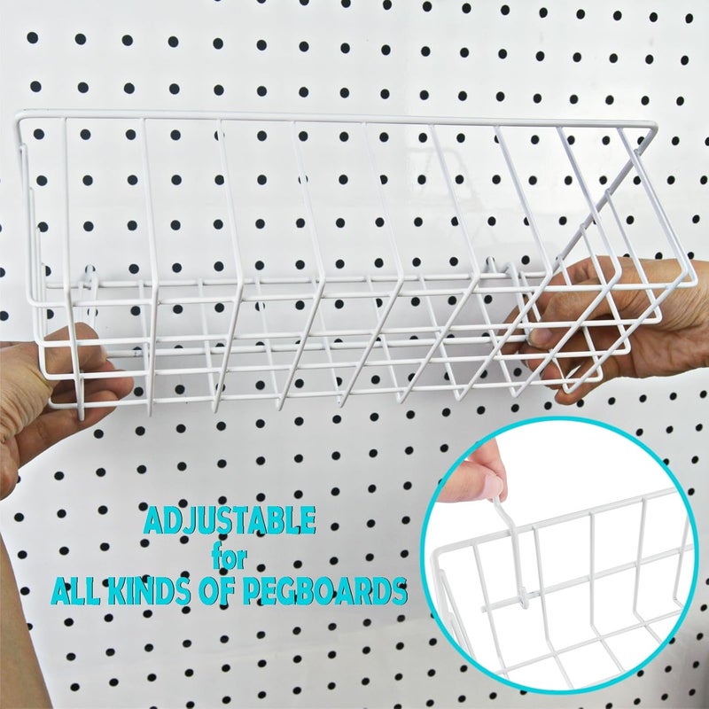 G.CORE Peg Board Organizer 21 Pack, Pegboard Accessories with Baskets Cups Hooks - 1/8" & 1/4" Peg Board Wall Tool Organizers, Utility Holders & Hangers for Garage Craft Workbench (White & White) - Image 3
